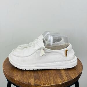 Hey Dude Wendy Chambray White Slip On Loafers Women’s Size 6